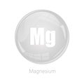Magnesium chemical symbol. Mg element icon. Glossy sphere ball. Science vector button. Royalty Free Stock Photo