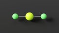 magnesium chloride molecular structure, inorganic compound, ball and stick 3d model, structural chemical formula with colored