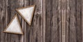 Magnesium chloride in triangular bowls - Wooden background Royalty Free Stock Photo