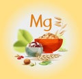 Magnesium in food. Natural organic foods Royalty Free Stock Photo