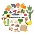 Magnesium Mg mineral healthy organic nutrition vector illustration