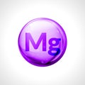 Magnesium mineral vector icon. 3D glossy drop pill capsule. Dietary medical mineral supplement