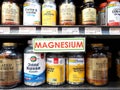 Magnesium sign and products line store shelves