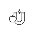 Magnet and apple line icon