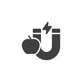 Magnet and apple vector icon