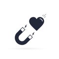 Magnet attracting heart icon  Vector isolated illustration in Flat design Royalty Free Stock Photo