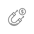 Magnet, coin, dollar icon. Simple line, outline vector elements of loan and investment for ui and ux, website or mobile