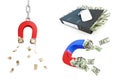 Magnet dollar set on a white background