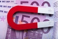 Magnet And 500 Euro Bills On Table Royalty Free Stock Photo