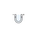 Magnet horseshoe line icon. Physics ferromagnetic gravity technology