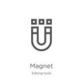 magnet icon vector from editing tools collection. Thin line magnet outline icon vector illustration. Outline, thin line magnet