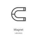 magnet icon vector from laboratory collection. Thin line magnet outline icon vector illustration. Linear symbol for use on web and Royalty Free Stock Photo