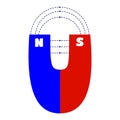 Magnet and magnetic field directions between poles. The study of physics. Flat icon of a magnet