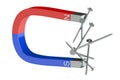 Magnet and nails 3D Royalty Free Stock Photo