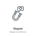 Magnet outline vector icon. Thin line black magnet icon, flat vector simple element illustration from editable blogger and