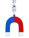 Magnet suspended on a chain. 3d. Royalty Free Stock Photo