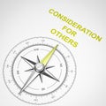 Compass on White Background, Consideration for Others Concept