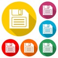 Magnetic floppy disc icon, color icon with long shadow Royalty Free Stock Photo