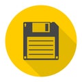 Magnetic floppy disc icon with long shadow