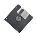 Magnetic floppy disc on a white background.
