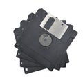 Magnetic floppy disc on a white background.