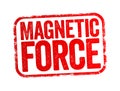 Magnetic Force - attraction or repulsion that arises between electrically charged particles because of their motion, text stamp Royalty Free Stock Photo