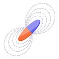 Magnetic force and electromagnetic field. Polar magnet scheme. Educational magnetism physics presentation, horseshoe and Royalty Free Stock Photo