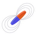 Magnetic force and electromagnetic field. Polar magnet scheme. Educational magnetism physics presentation, horseshoe and Royalty Free Stock Photo