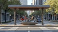 Magnetic levitation bike share station, AI generated image Royalty Free Stock Photo