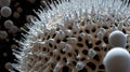 Magnetic Marvels: Exploring the Macro Details of White Ferrofluid\'s Hexagonal Biogenic Structures
