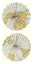 Magnetic meridians and isoclines or lines of equal magnetic inclination, vintage engraving