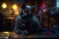 Magnetic Mystic dark paradise Cat character illustration generative ai