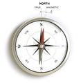 Magnetic north declination and angular difference with true north Royalty Free Stock Photo