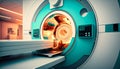 Magnetic resonance imaging scan machine MRI CT in Hospital interior. Generative AI Royalty Free Stock Photo