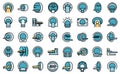 Magnetic resonance tomography icons set line color vector