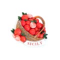 Magnetic souvenir from Sicily Italy isolated on white background