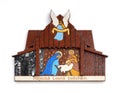 Magnetic souvenir from Slovakia with the image of the Nativity scene isolated on white background. The inscription means in