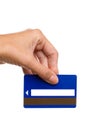 Magnetic stripe card in woman's hand