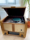 Magnetoradiol. reel tape recorder, radio and gramophone Royalty Free Stock Photo