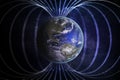 Magnetosphere or magnetic field around Earth. 3D rendered illustration Royalty Free Stock Photo