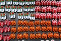 Magnets with dutch traditional wooden shoes or clogs for sale, souvenir shop, Holland Royalty Free Stock Photo