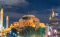 Magnificence of Hagia Sophia Museum at night, Istanbul, Turkey