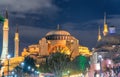 Magnificence of Hagia Sophia Museum at night, Istanbul, Turkey