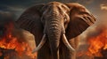 A Magnificent African Elephant Head in The Savanna Selective Focus Background