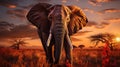 A Magnificent African Elephant in The Savanna Selective Focus Abstract Background