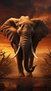 A Magnificent African Elephant in The Savanna Selective Focus Abstract Background