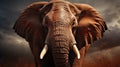 A Magnificent African Elephant in The Savanna Selective Focus Background