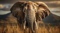 A Magnificent African Elephant in The Savanna Selective Focus Background