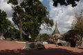 Magnificent ancient Thai golden stupa containing the Buddha& x27;s relics at Phra Pathommachedi Thailand.