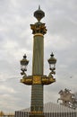 Magnificent antique lanterns in the Place de la Concorde in Paris, France